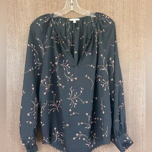 Joie Black Floral V-Neck Blouse